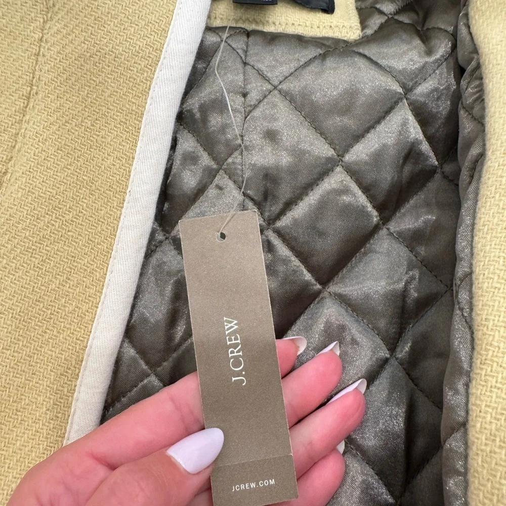 K1. NWT J.Crew Nello Gori Summit Italian Wool Stadium Cloth Coat in Yellow Haze - Picture 3 of 11